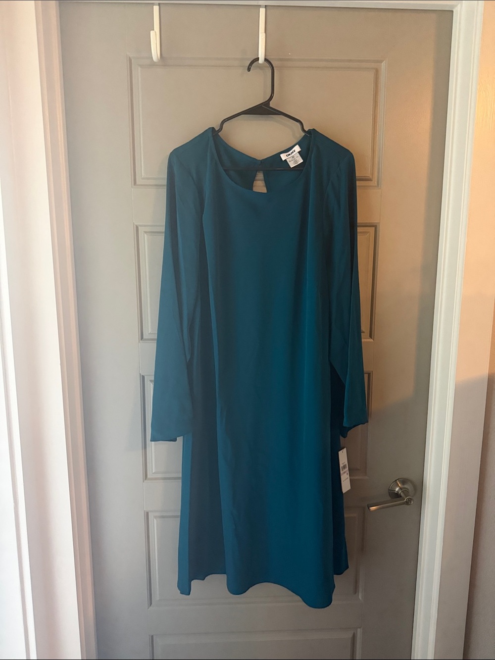 NWT DKNY Teal Green Long-Sleeve Shift Dress